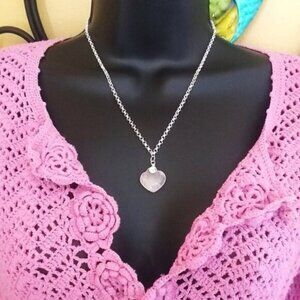 Rose Quartz Heart! Dainty Necklace 18" Silver Chain - Heart Chakra Healing!